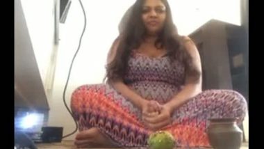 Fatty aunty sits naked for masturbation