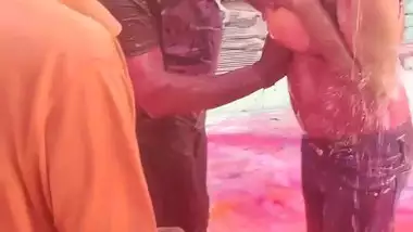 3 guys pressing boobs of a desi girl during holi indian sex video