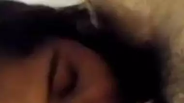 Amateur POV video of Desi girl blowing and licking dude's XXX prick
