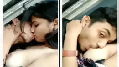 Young couple kissing boobs sucking