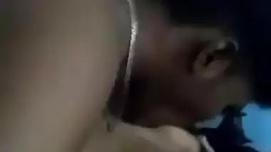 Indian GF making BF suck her tits