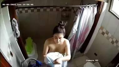 MILF huge naked Boobs n Tits caught in bathroom by cctv