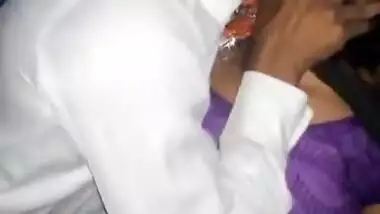 desi couple kissing purple salwar village