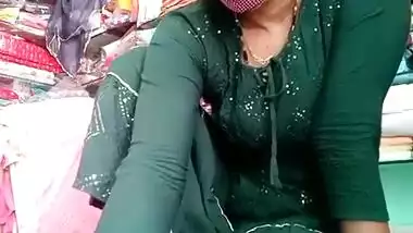 Horny Bhabi in Green Salwar Showing Pussy and Ass in Shop