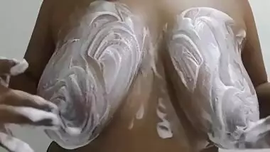 Indian Girl Thecatwoman23 Bathing Her Boobs In Foam With Huge Boobs