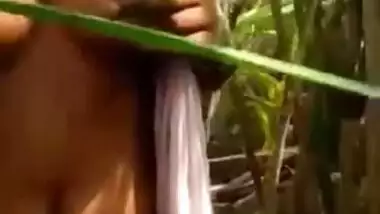 Desi beautiful girl in field with her lover romance