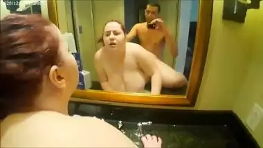 PaleAndBrown - BBW fucked on counter in mirrors, huge boobs screaming daddy!