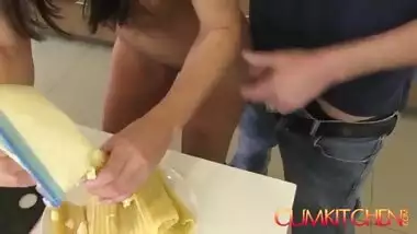 CUM KITCHEN: Hot Brunette MILF India Summer gets her pussy stuffed while cooking