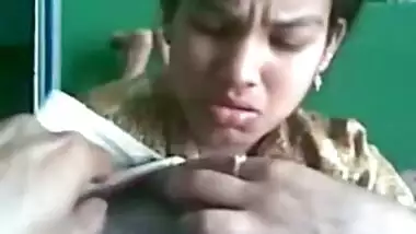 Desi girl eating big Indian cock