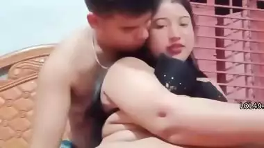 Bangladeshi couple romantic foreplay with boob massage
