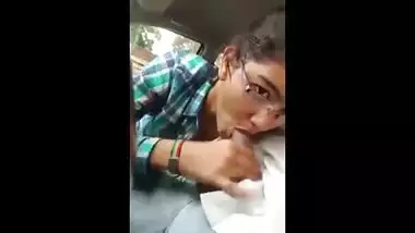 Punjabi teen girl giving a hot car blowjob