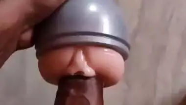 Indian Desi Guy with Big black dick Fucking Sex toy Flashlight very hard