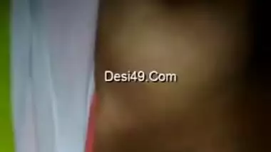 Wife shows how she XXX plays with her big Desi boobs on video call