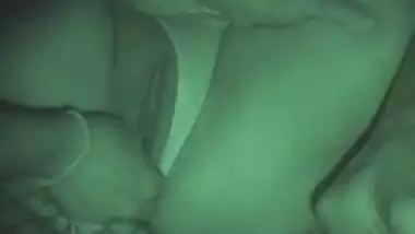 Night shot with dildo and cum oozing at the end
