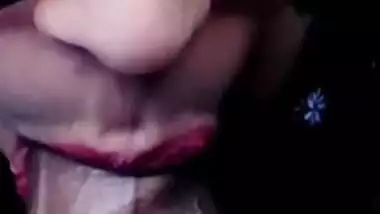 Cheating wife sexy blowjob inside car