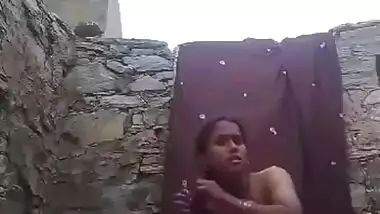 Village bhabhi outdoor bath