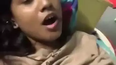 Moaning GF video call to boyfriend to show fingering