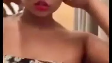 Oasi Das Creaming her big tits with hottest stripping