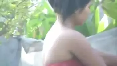 Super sexy Indian village girl wrapped in red...