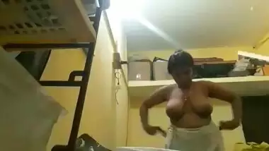 Mischievous Desi woman with sexy big boobs films XXX video of herself