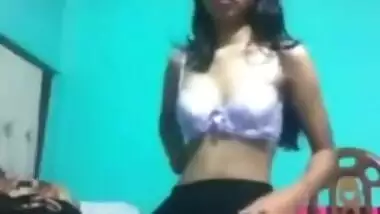 Lovely Bangla Teen Girl Strips White Bra & Panty On Cam