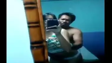 Assam couple home sex in front of mirror & blowjob