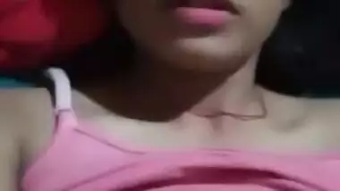 Horny Desi Girl Pressing Her Boobs