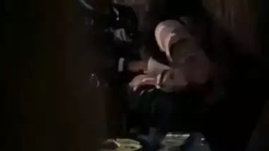 Lovers in restaurant having romance and GF sucking dick