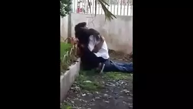 Horny college couple enjoy a quick outdoor fuck with lover