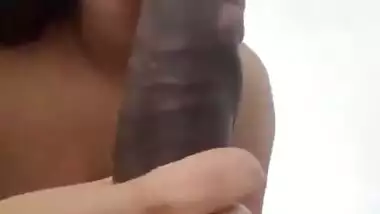 Wife gives deep blowjob to Big one