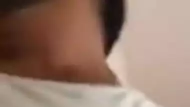 Indian wife letting her husband suck her boobs