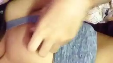 Horny girl playing with nipples and rubbing pussy