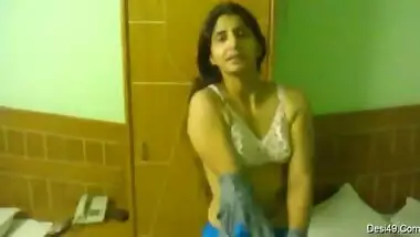 Shy Desi wife undresses revealing cute tits for hubby's XXX video