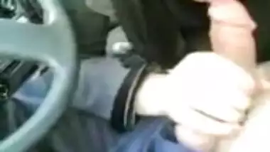 Arab slut sucking my cock in the car.