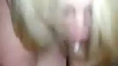 White slut sucking Indian cock