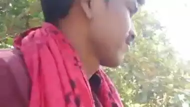 indian lover kissing outdoor