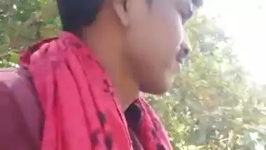 Indian Lover Kissing Outdoor