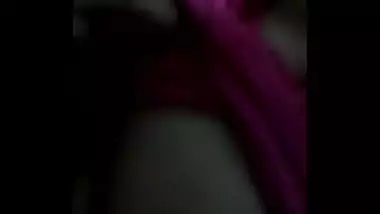 Amateur Desi sexpot flashes medium XXX boobs in darkened bathroom