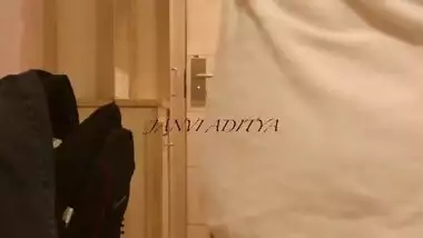 Indian wife exposing to room service guy wearing towel