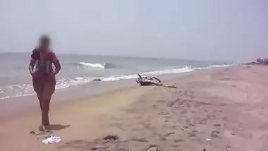 Desi Wife On Beach - Canging Lower Dress