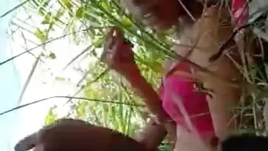 Gorgeous Bengali village girl outdoor with her boyfriend