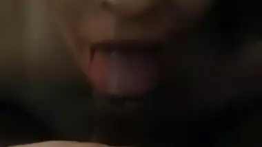 White girl sucks Indian cock and takes cum in mouth