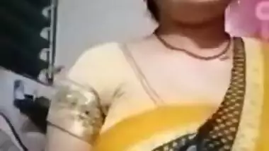 bubbly radhika bhabhi in saree showing her huge boobs & fatty pussy leaked mms