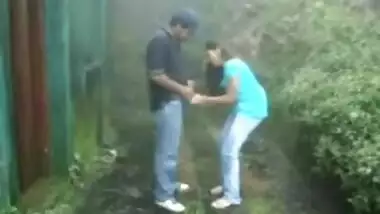 Indian girl sucking and fucking outdoors in rain