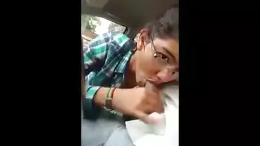 Indian porn mms of a horny teen giving a blow job to boyfriend in his car