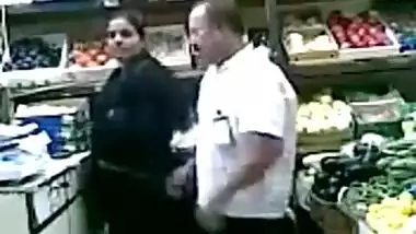 Aged pair enjoy a quick fuck in the super market