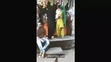 pk boy fun with eher bhabi in shop outdoor