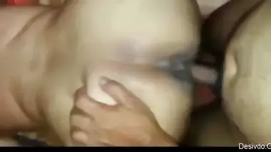 desi wife fucked doggie style and taking cum on boobs