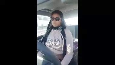 arab girl car driving showing boobs