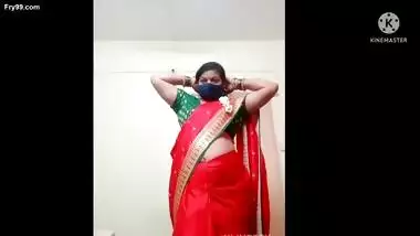 Marathi Divya aunty in Red saree Sexy look